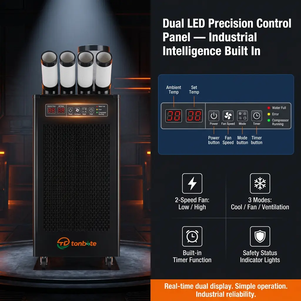พรีเมี่ยมแบบพกพา Industrial Spot Cooler 1200m3h การไหลของอากาศสูง 7 เมตร/วินาทียาว 3 นาที Rapid Cool LCD สมาร์ทควบคุม