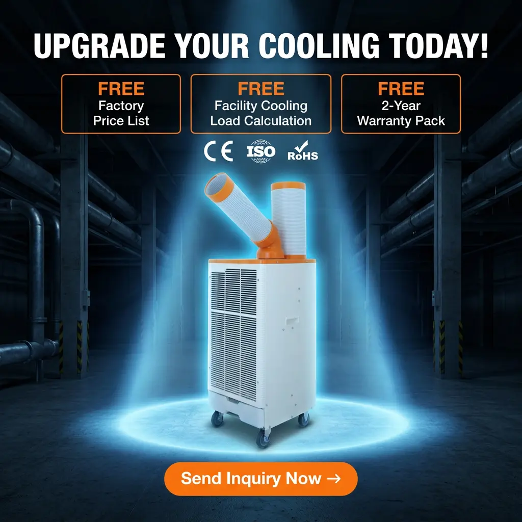 OEM สีส้มสีขาวสไตล์ญี่ปุ่น 3 นาที Rapid Cooling Spot Cooler เครื่องปรับอากาศอุตสาหกรรมสำหรับงานโลหะ